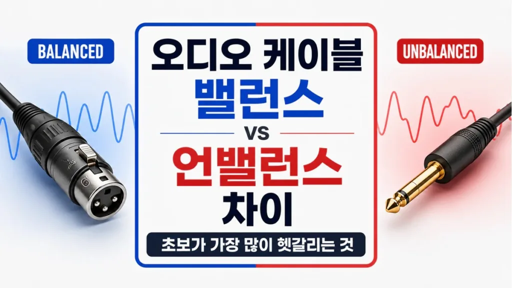 오디오 케이블 밸런스 언밸런스 차이 — 초보가 가장 많이 헷갈리는 것